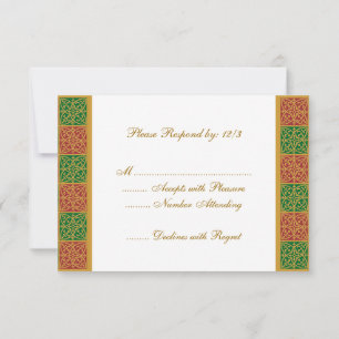 Red Green Fleur de Lis Custom RSVP Card