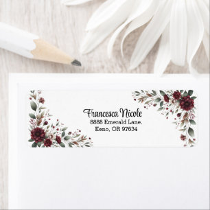 Red & Green Floral Border Address Sticker