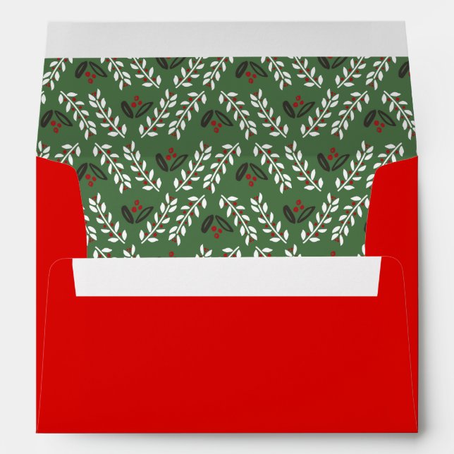 Red Green Floral Christmas Envelope (Back (Bottom))