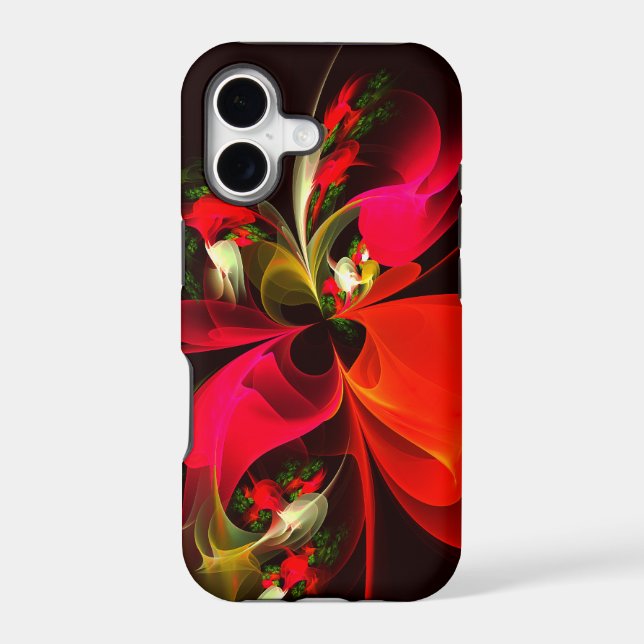 Red Green Floral Modern Abstract Art Pattern #02 (Back)