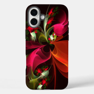 Red Green Floral Modern Abstract Art Pattern #02 iPhone 16 Plus Case