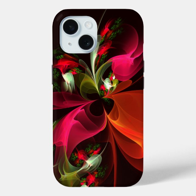Red Green Floral Modern Abstract Art Pattern #02 Case-Mate iPhone Case (Back)