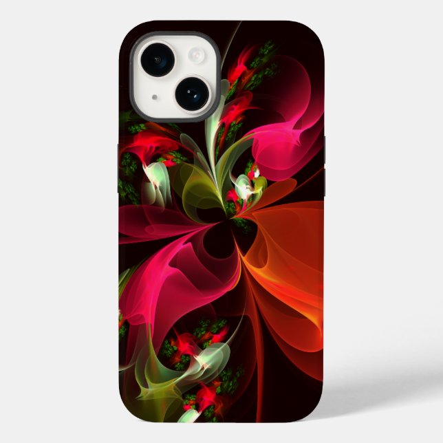 Red Green Floral Modern Abstract Art Pattern #02 Case-Mate iPhone Case (Back)