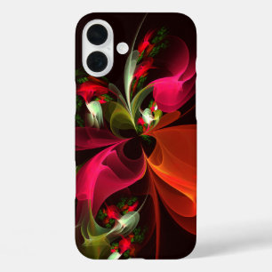 Red Green Floral Modern Abstract Art Pattern #02 iPhone 16 Plus Case