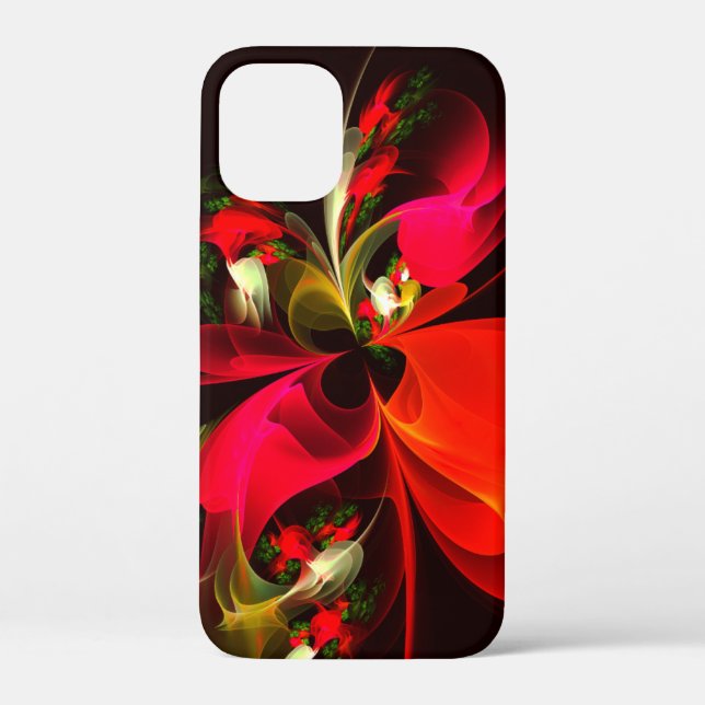 Red Green Floral Modern Abstract Art Pattern #02 Case-Mate iPhone Case (Back)