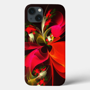 Red Green Floral Modern Abstract Art Pattern #02 iPhone 13 Case