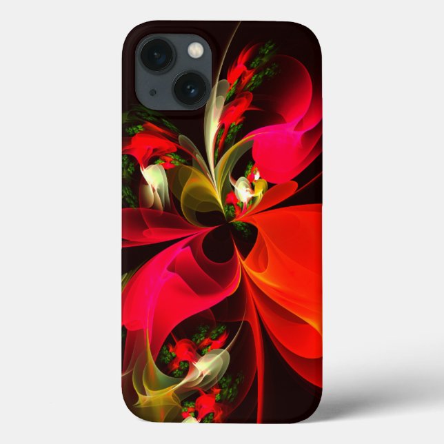 Red Green Floral Modern Abstract Art Pattern #02 Case-Mate iPhone Case (Back)