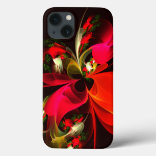 Red Green Floral Modern Abstract Art Pattern #02 iPhone 13 Case