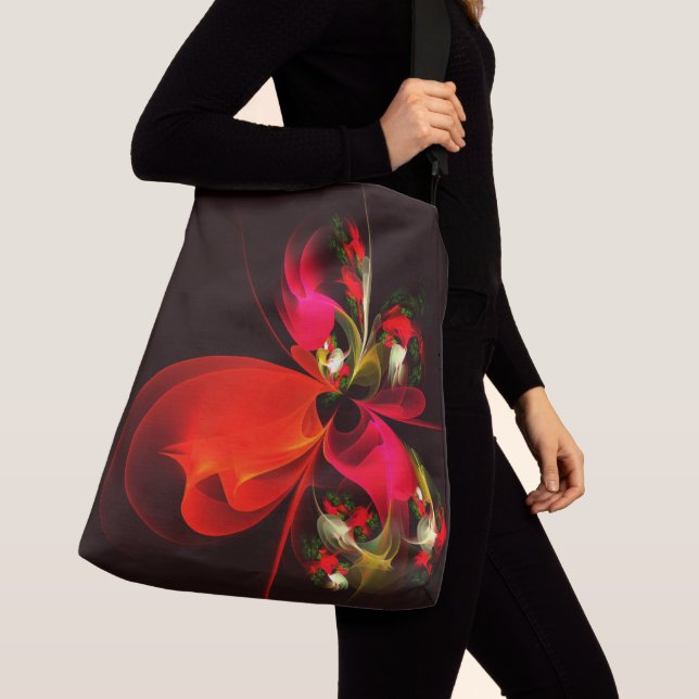 Red Green Floral Modern Abstract Art Pattern #02 Crossbody Bag (Close Up)