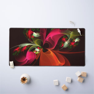 Red Green Floral Modern Abstract Art Pattern #02 Desk Mat