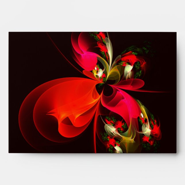 Red Green Floral Modern Abstract Art Pattern #02 Envelope (Front)