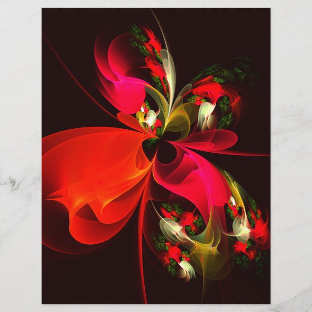 Red Green Floral Modern Abstract Art Pattern #02 Flyer (Front)