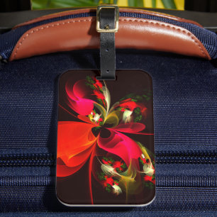Red Green Floral Modern Abstract Art Pattern #02 Luggage Tag