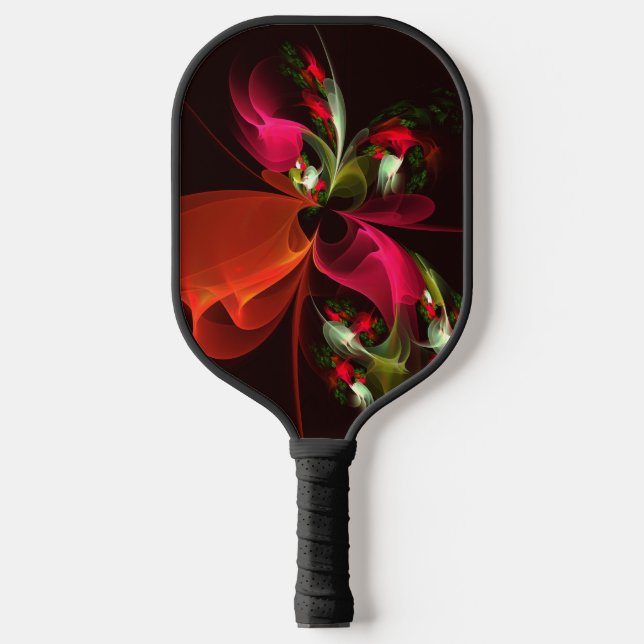 Red Green Floral Modern Abstract Art Pattern #02 Pickleball Paddle (Front)