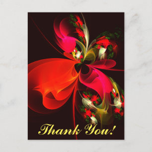 Red Green Floral Modern Abstract Art Pattern #02 Postcard