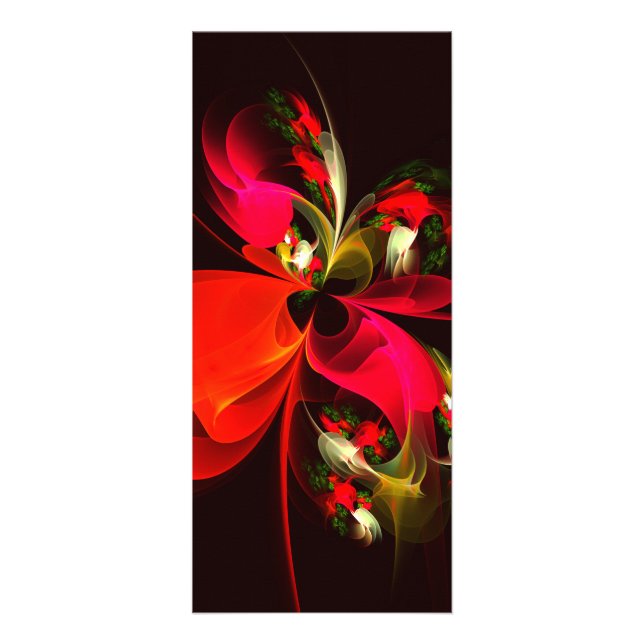  Red Green Floral Modern Abstract Art Pattern #02 Rack Card (Front)
