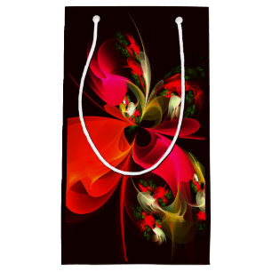 Red Green Floral Modern Abstract Art Pattern #02 Small Gift Bag