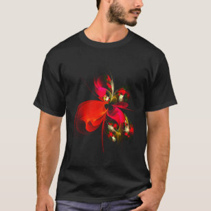 Red Green Floral Modern Abstract Art Pattern #02 T-Shirt