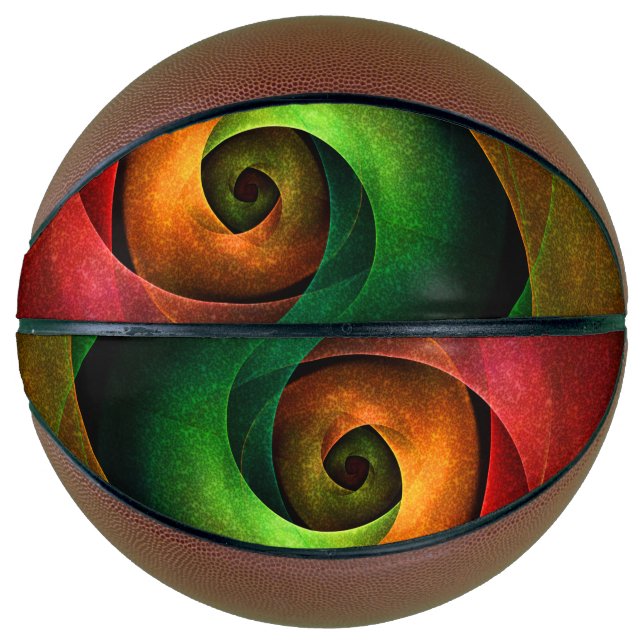 Red Green Floral Modern Abstract Art Pattern #21 Basketball (Front)