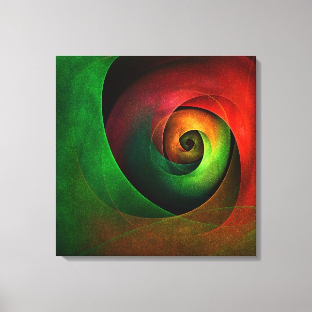 Red Green Floral Modern Abstract Art Pattern #21 Canvas Print (Front)