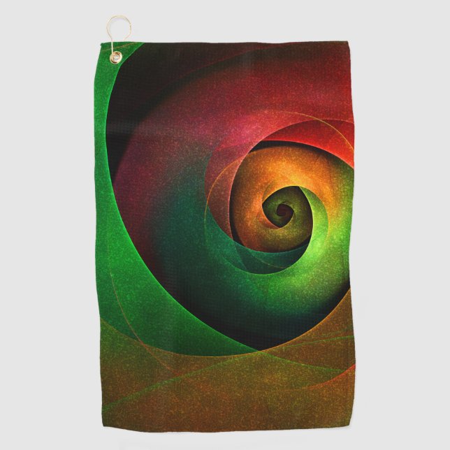 Red Green Floral Modern Abstract Art Pattern #21 Golf Towel (Front)