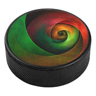 Red Green Floral Modern Abstract Art Pattern #21 Hockey Puck