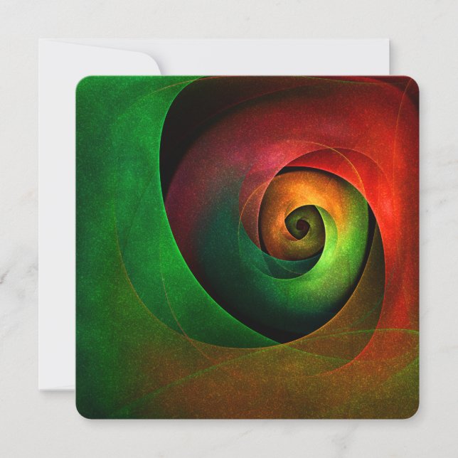 Red Green Floral Modern Abstract Art Pattern #21 Invitation (Front)