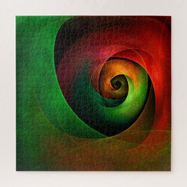 Red Green Floral Modern Abstract Art Pattern #21 Jigsaw Puzzle (Vertical)