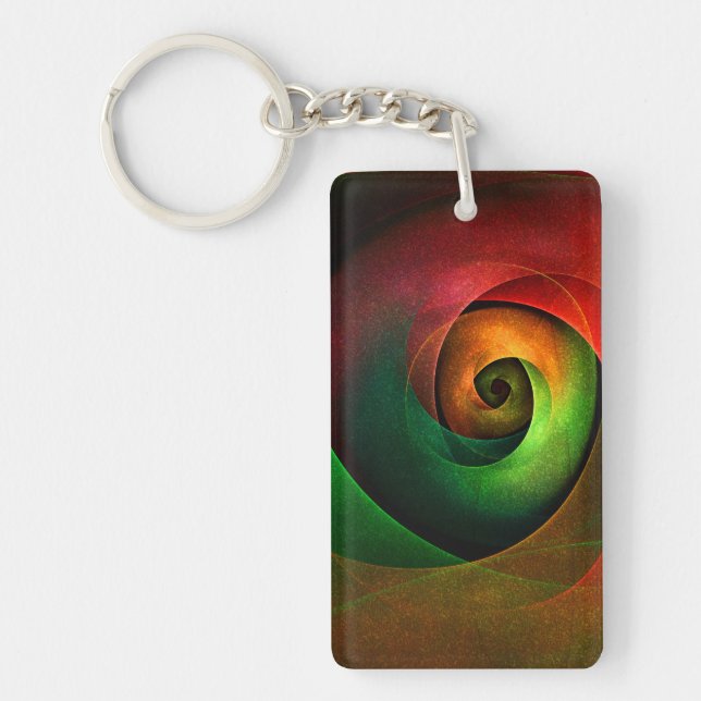Red Green Floral Modern Abstract Art Pattern #21 Key Ring (Front)
