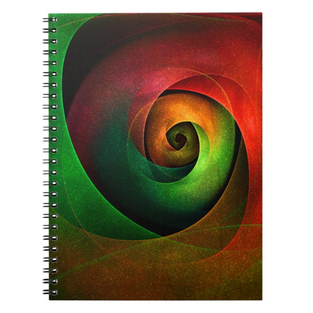 Red Green Floral Modern Abstract Art Pattern #21 Notebook (Front)