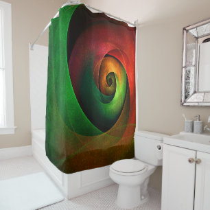 Red Green Floral Modern Abstract Art Pattern #21 Shower Curtain