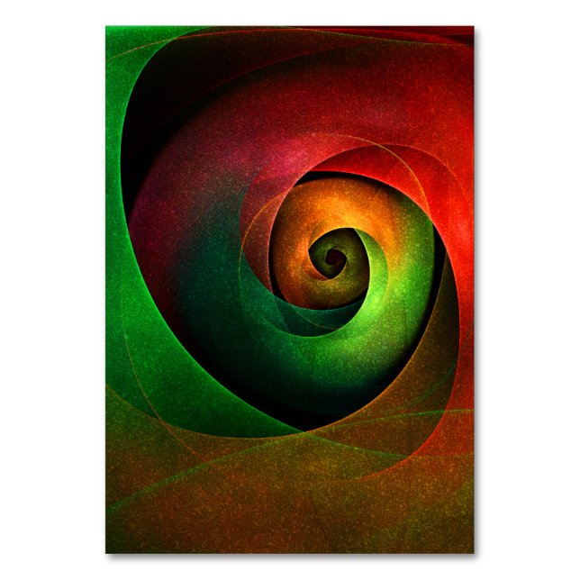 Red Green Floral Modern Abstract Art Pattern #21 Table Number (Front)