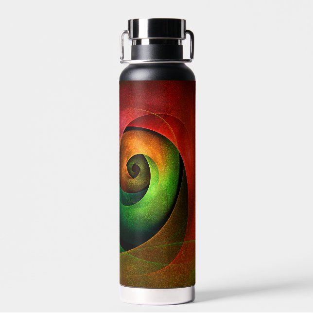 Red Green Floral Modern Abstract Art Pattern #21 Water Bottle (Back)