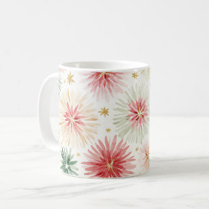Red Green Flowers Gold Sparkle Coffee Mug