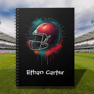 Red Green Football Helmet School Notebook