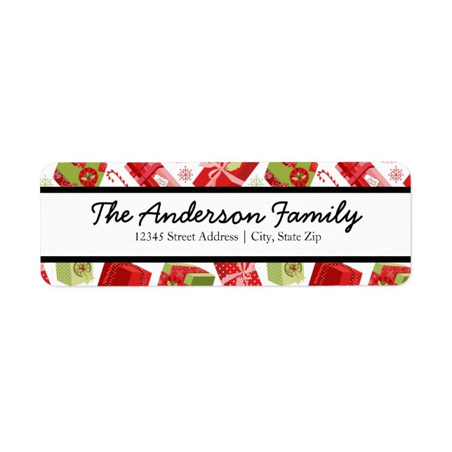 Red & Green Gifts - Return Address Labels (Front)