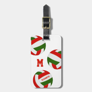 red green girls boys volleyball team colours luggage tag