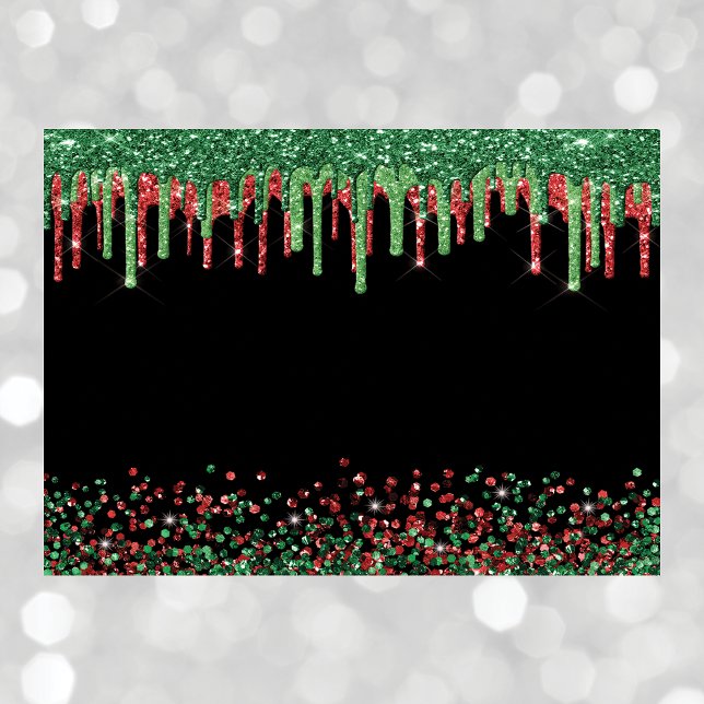 Red, Green Glitter Dripping Christmas Black Glam  Envelope (Creator Uploaded)