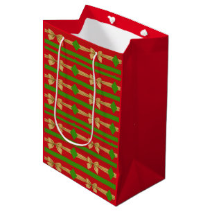 Red green gold bows Christmas  Medium Gift Bag