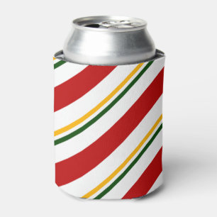 Red Green & Gold Candy Cane Christmas Can Cooler