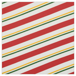 Red Green & Gold Candy Cane Stripes Fabric