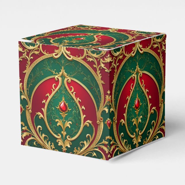 Red Green Gold Christmas Holiday Gift Box (Front Side)