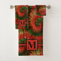 Red Green & Gold Christmas Tie Dye Monogrammed