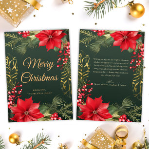Red Green Gold Elegant Merry Christmas Holiday Card