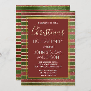 Red  Green - Gold Foil Christmas Party Invitation