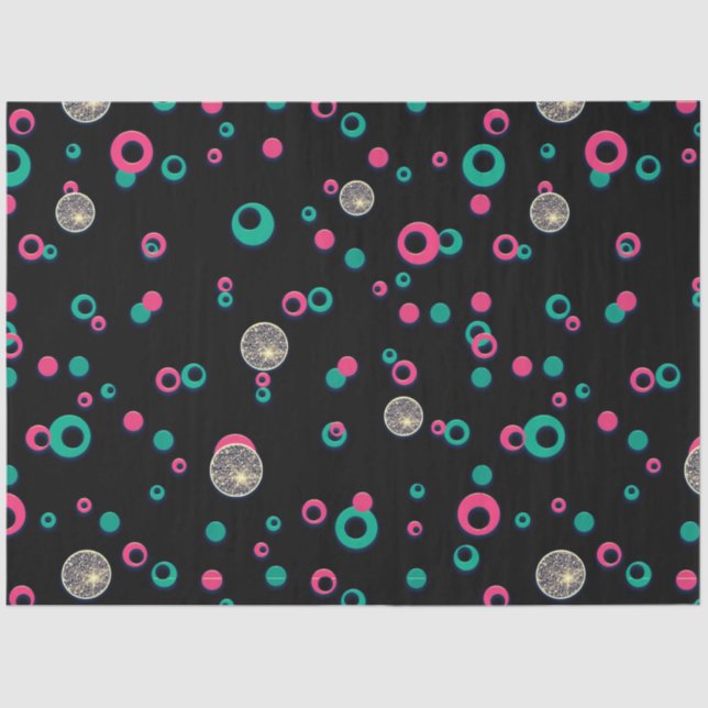 Red Green Gold Glitter Polka Dots Christmas Tissue Paper (Front)