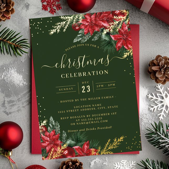 Red Green Gold Leaf Foliage Christmas Party       (Creator Uploaded)