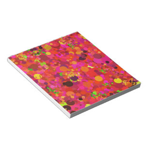 Red Green Gold & Pink Dots Colourful Pattern Notepad