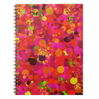 Red Green Gold & Pink Dots Colourful Pattern Spiral Notebook