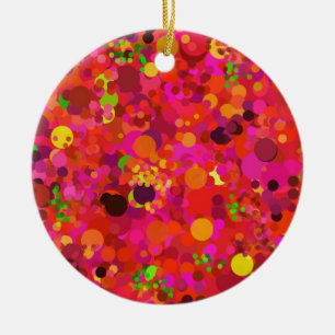 Red Green Gold & Pink Dots Decorative Ornament